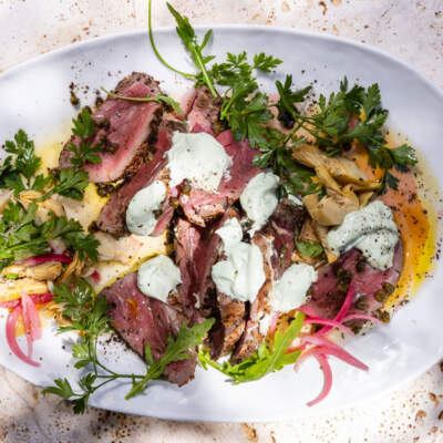 Peppered Beef Fillet Tagliata with Chargrilled Artichokes    